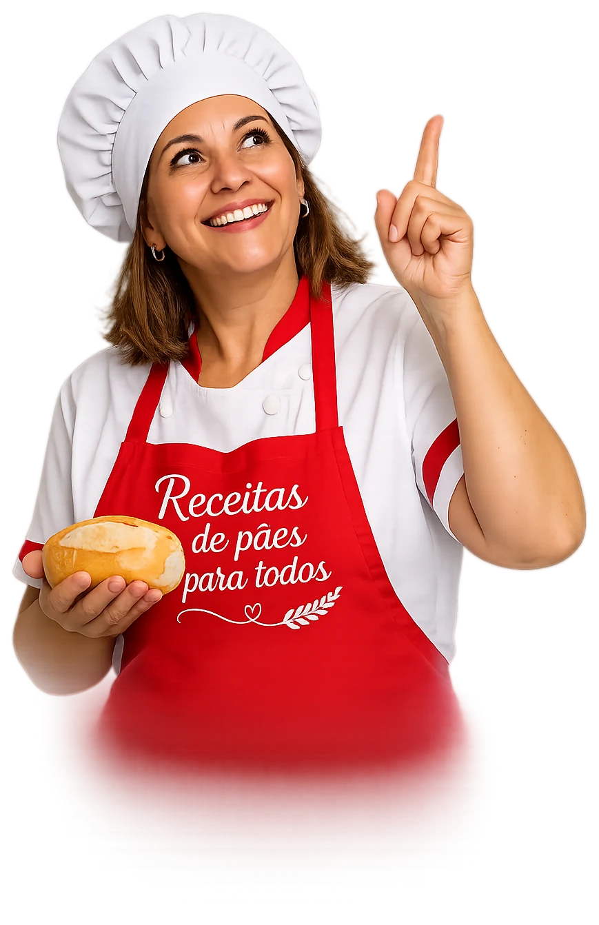 Chefe Catarina apresentando os pães